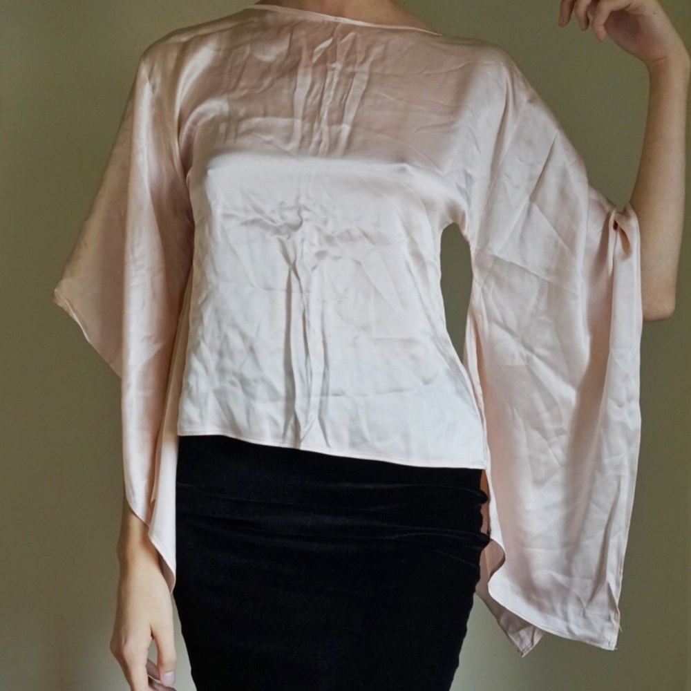 Vintage pale pink 100% silk blouse - Picture 2 of 4